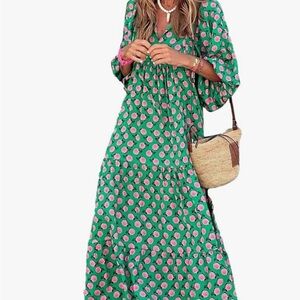 Floral Green Maxi Dress